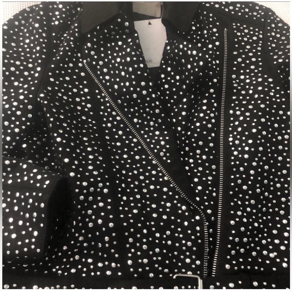 ASOS studded denim moto jacket NWT - Picture 2 of 6